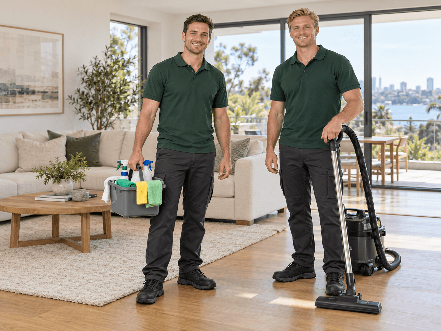 Professional Australian cleaning team in uniform ready to clean
